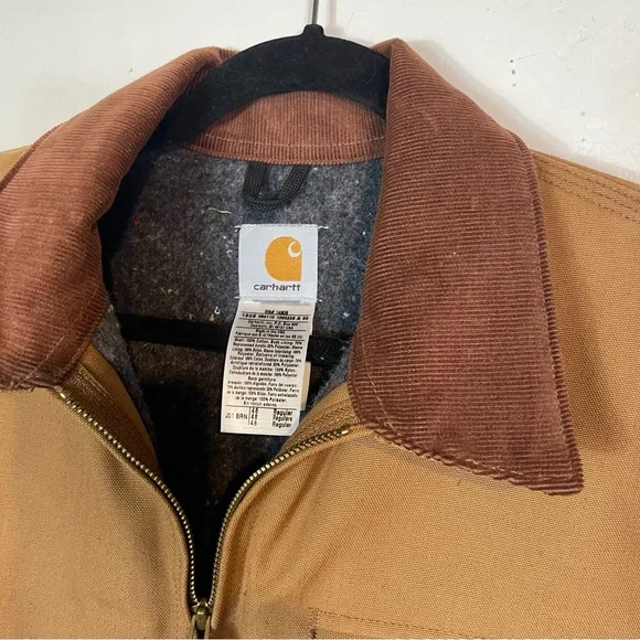 Carhartt Men's Size 48 Blanket Lined Detroit Jacket Tan Brown Zipper Zip Up - Picture 3 of 10